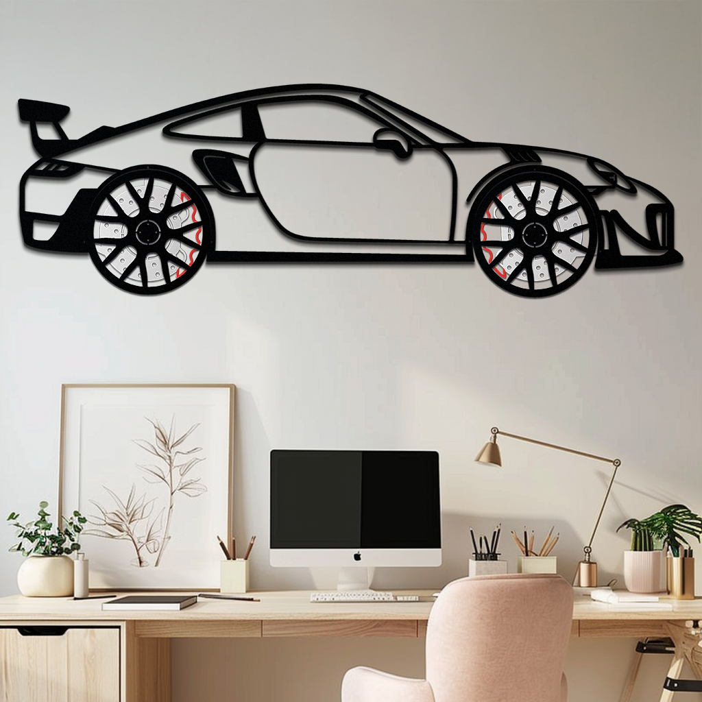 Porsche 911 GT2 Metal Wall Art – Rotating Wheel Motorsport Silhouette | Premium Gift for Car Enthusiasts ,KAFMEKA050 by Enova Art