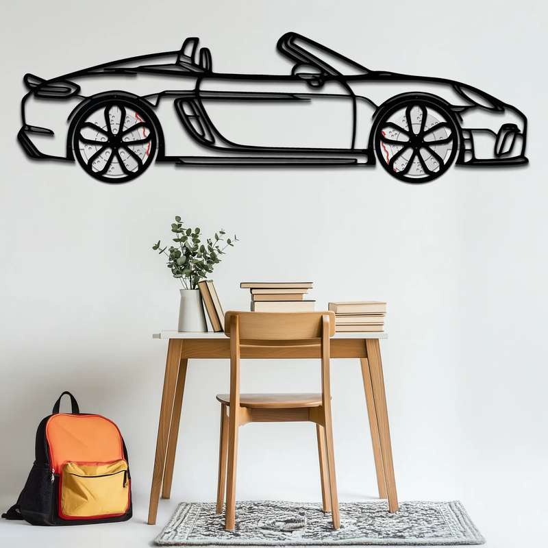 Porsche 718 Spyder Metal Wall Art – Rotating Wheel Car Silhouette Decor for Garage & Gifts,KAFMEKA054 by Enova Art
