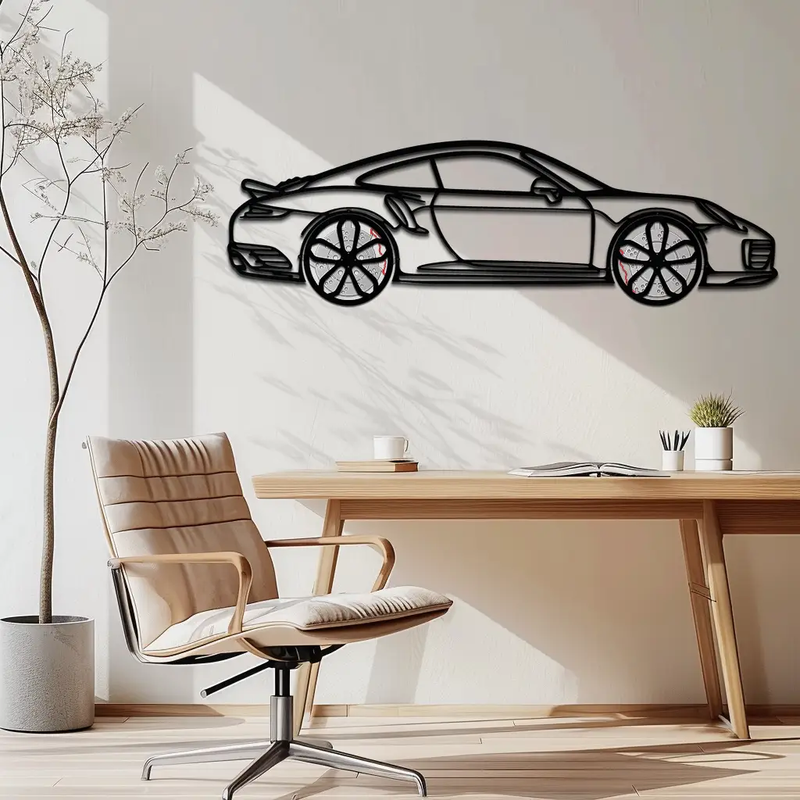 Porsche 911 Turbo S Silhouette Metal Wall Art – Rotating Wheel Automotive Decor Gift 🏎️🔥,KAFMEKA056 by Enova Art
