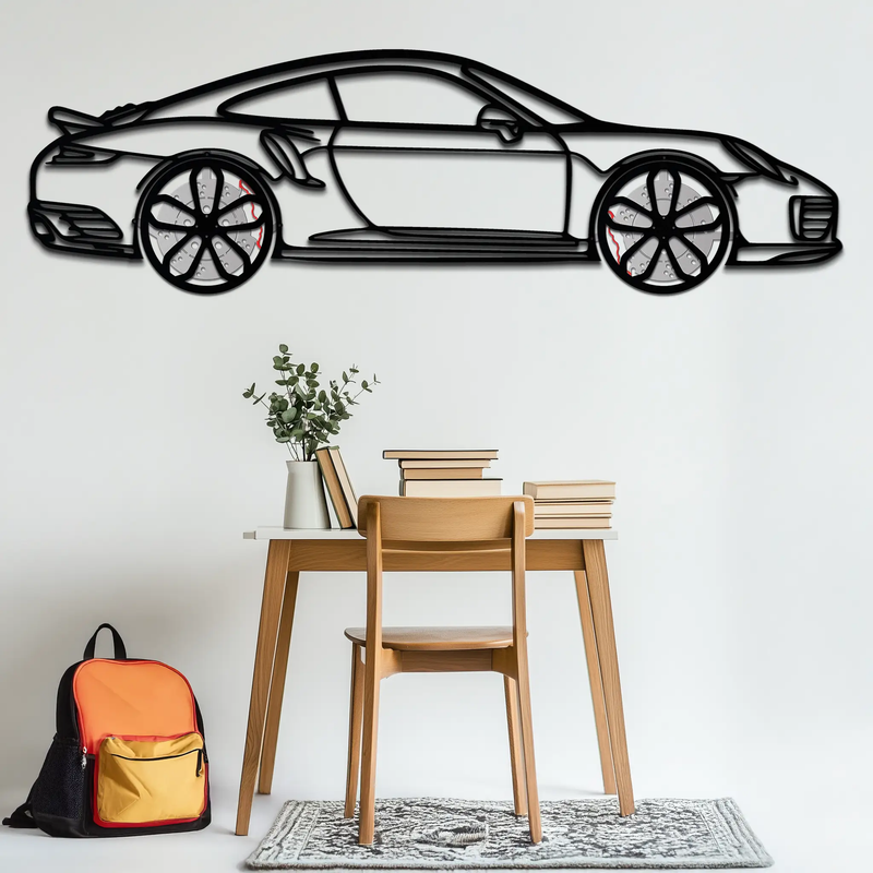 Porsche 911 Turbo S Silhouette Metal Wall Art – Rotating Wheel Automotive Decor Gift 🏎️🔥,KAFMEKA056 by Enova Art