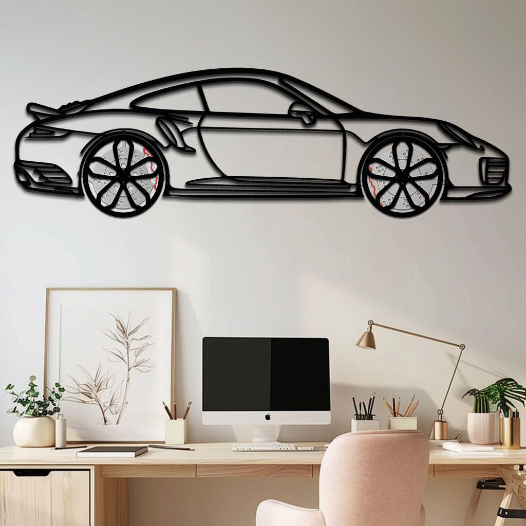 Porsche 911 Turbo S Silhouette Metal Wall Art – Rotating Wheel Automotive Decor Gift 🏎️🔥,KAFMEKA056 by Enova Art