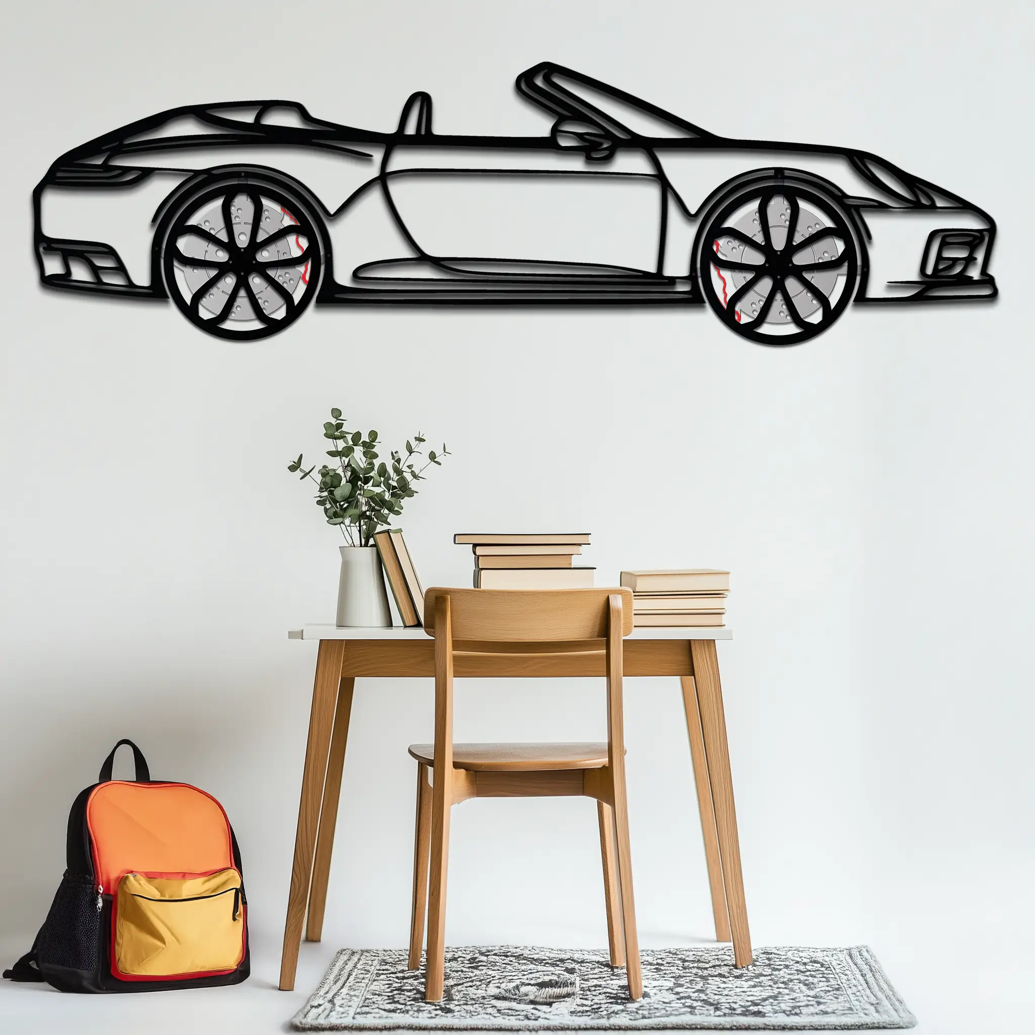 Porsche 911 (992) Convertible Silhouette Metal Wall Art – Rotating Wheel Luxury Car Decor Gift 🌟🏎️,KAFMEKA057 by Enova Art