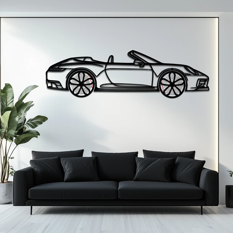 Porsche 911 (992) Convertible Silhouette Metal Wall Art – Rotating Wheel Luxury Car Decor Gift 🌟🏎️,KAFMEKA057 by Enova Art