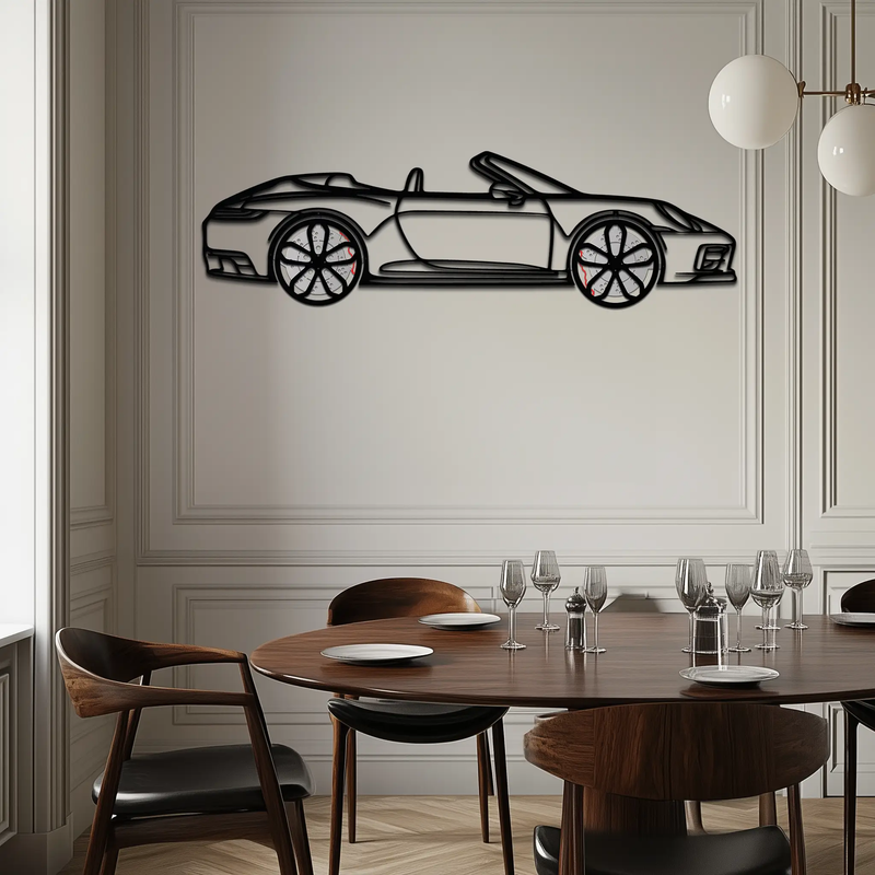 Porsche 911 (992) Convertible Silhouette Metal Wall Art – Rotating Wheel Luxury Car Decor Gift 🌟🏎️,KAFMEKA057 by Enova Art
