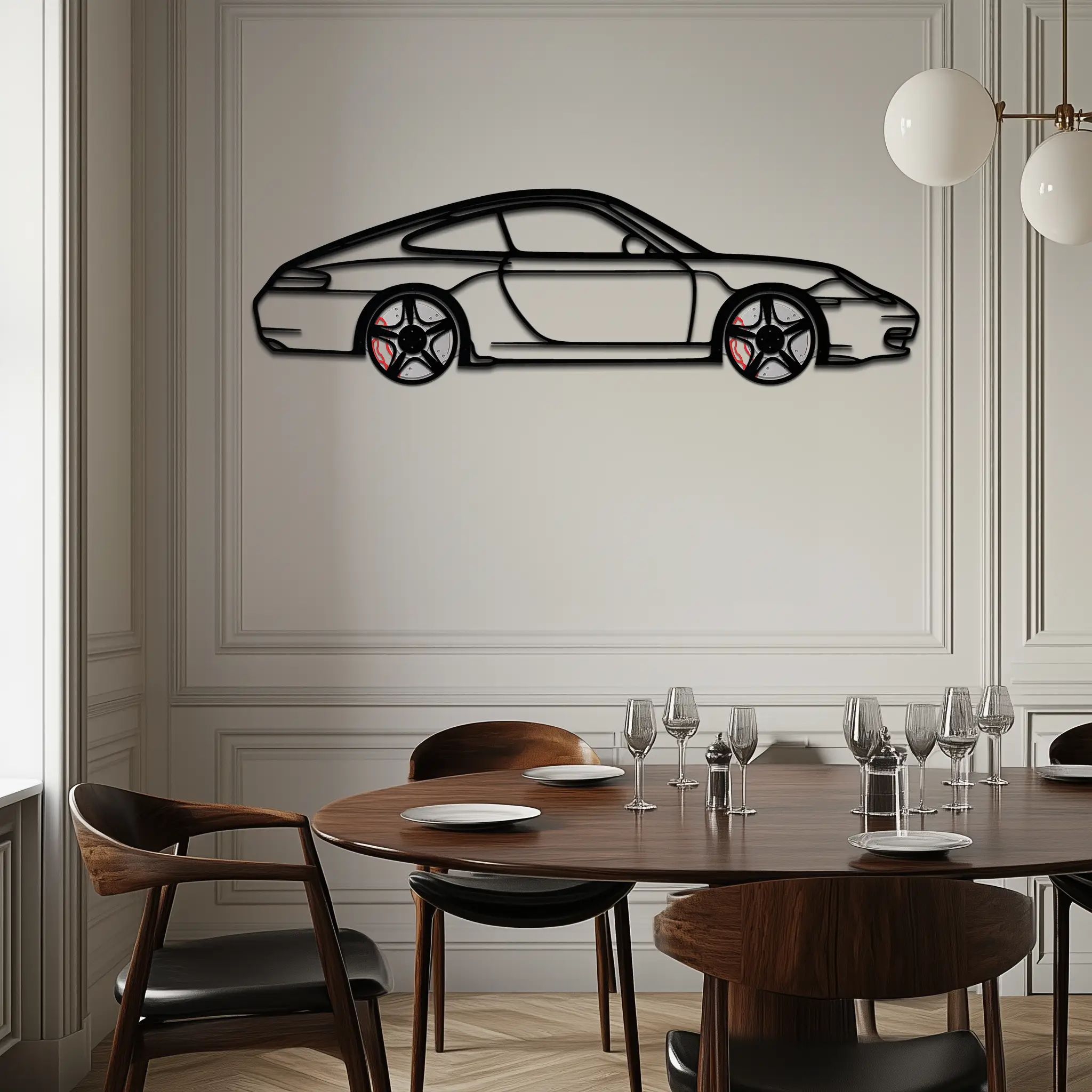 Porsche 911 (996) Silhouette Metal Wall Art – Modern Classic Décor with Rotating Wheels 🏁🔥,KAFMEKA059 by Enova Art