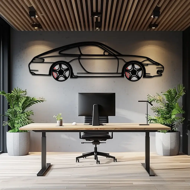 Porsche 911 (996) Silhouette Metal Wall Art – Modern Classic Décor with Rotating Wheels 🏁🔥,KAFMEKA059 by Enova Art
