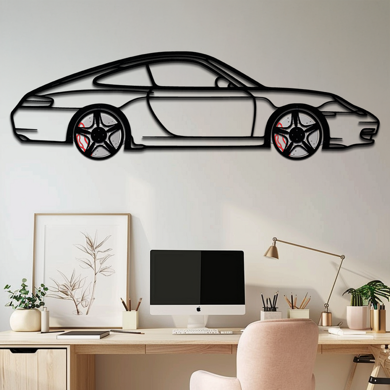 Porsche 911 (996) Silhouette Metal Wall Art – Modern Classic Décor with Rotating Wheels 🏁🔥,KAFMEKA059 by Enova Art