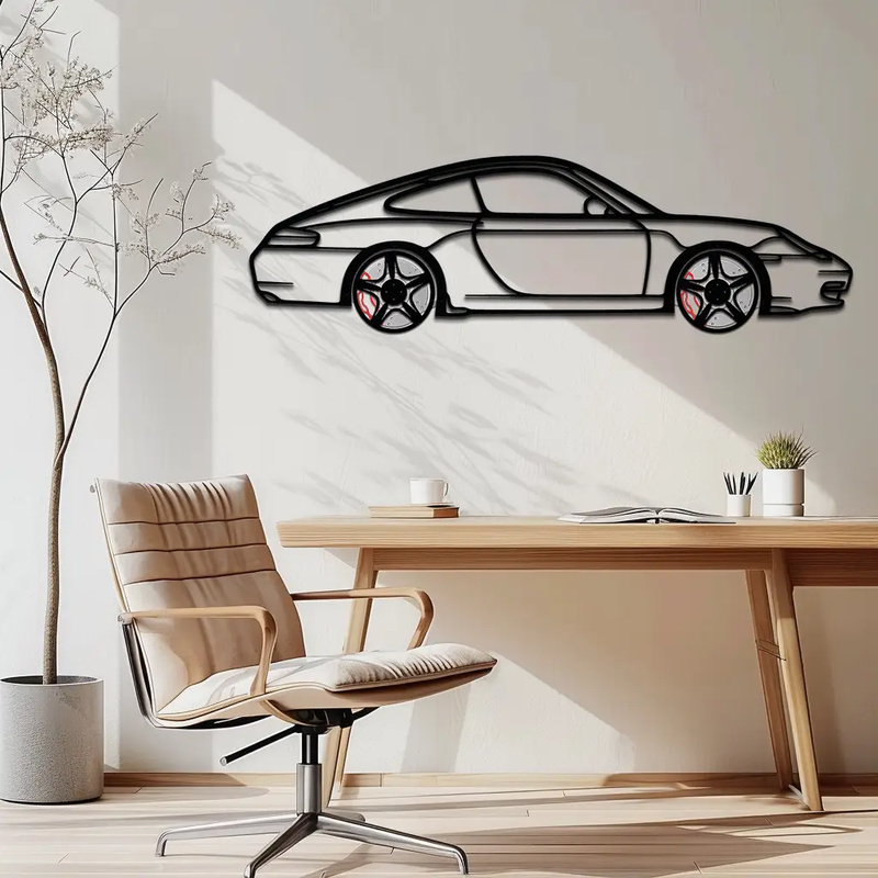 Porsche 911 (996) Silhouette Metal Wall Art – Modern Classic Décor with Rotating Wheels 🏁🔥,KAFMEKA059 by Enova Art
