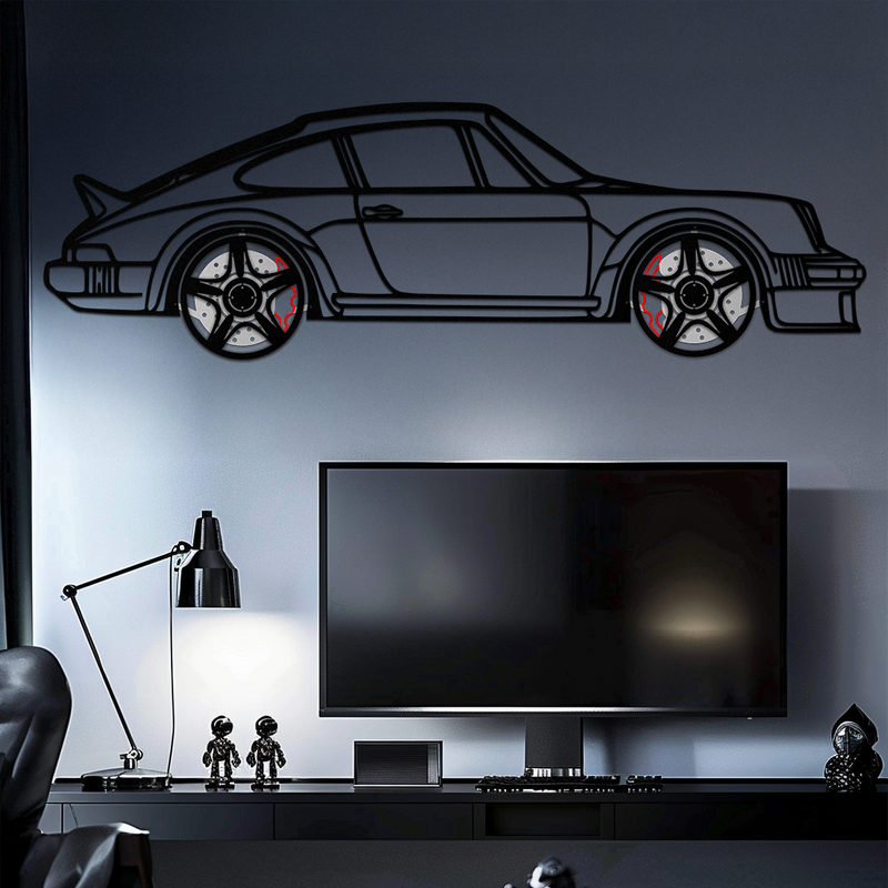 PORSCHE 911 SC Metal Wall Art – Classic Silhouette with Rotating Wheels 🚗✨KAFMEKA060 by Enova Art