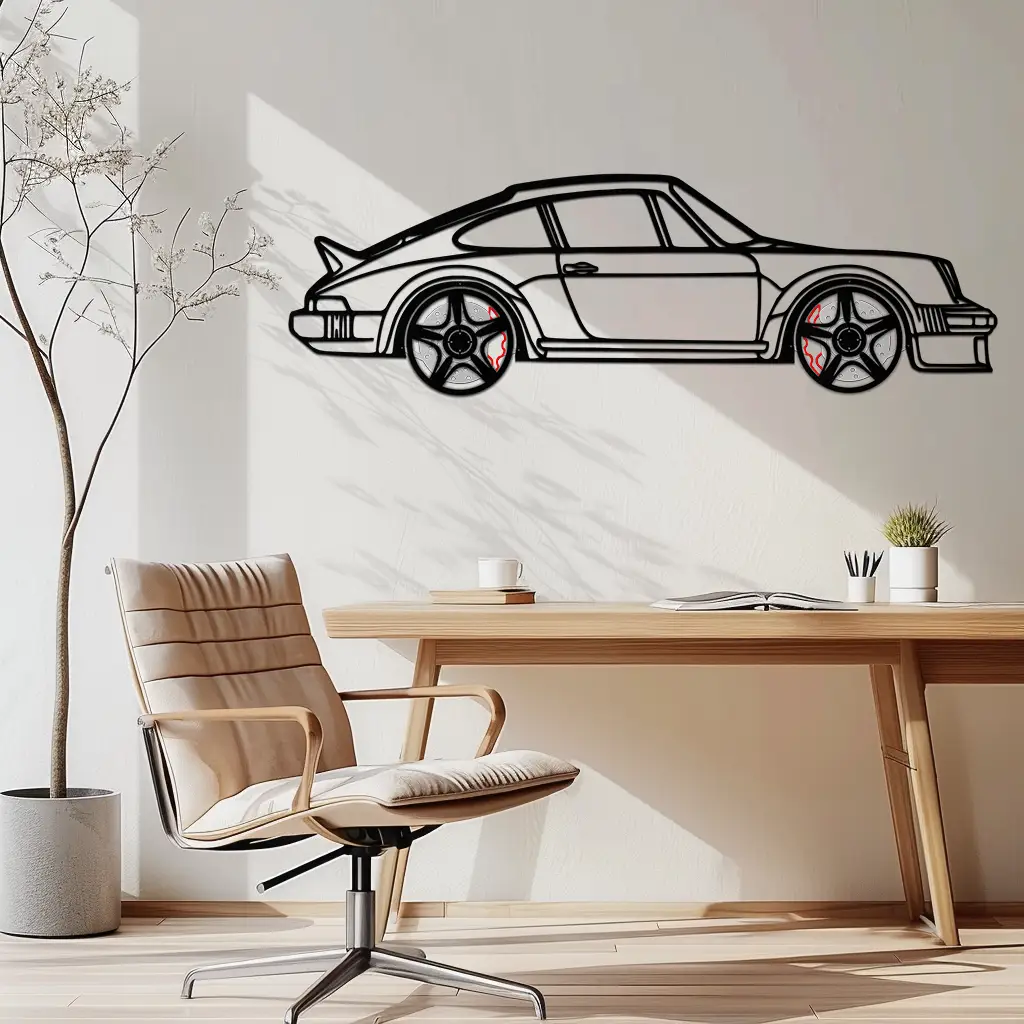 PORSCHE 911 SC Metal Wall Art – Classic Silhouette with Rotating Wheels 🚗✨KAFMEKA060 by Enova Art