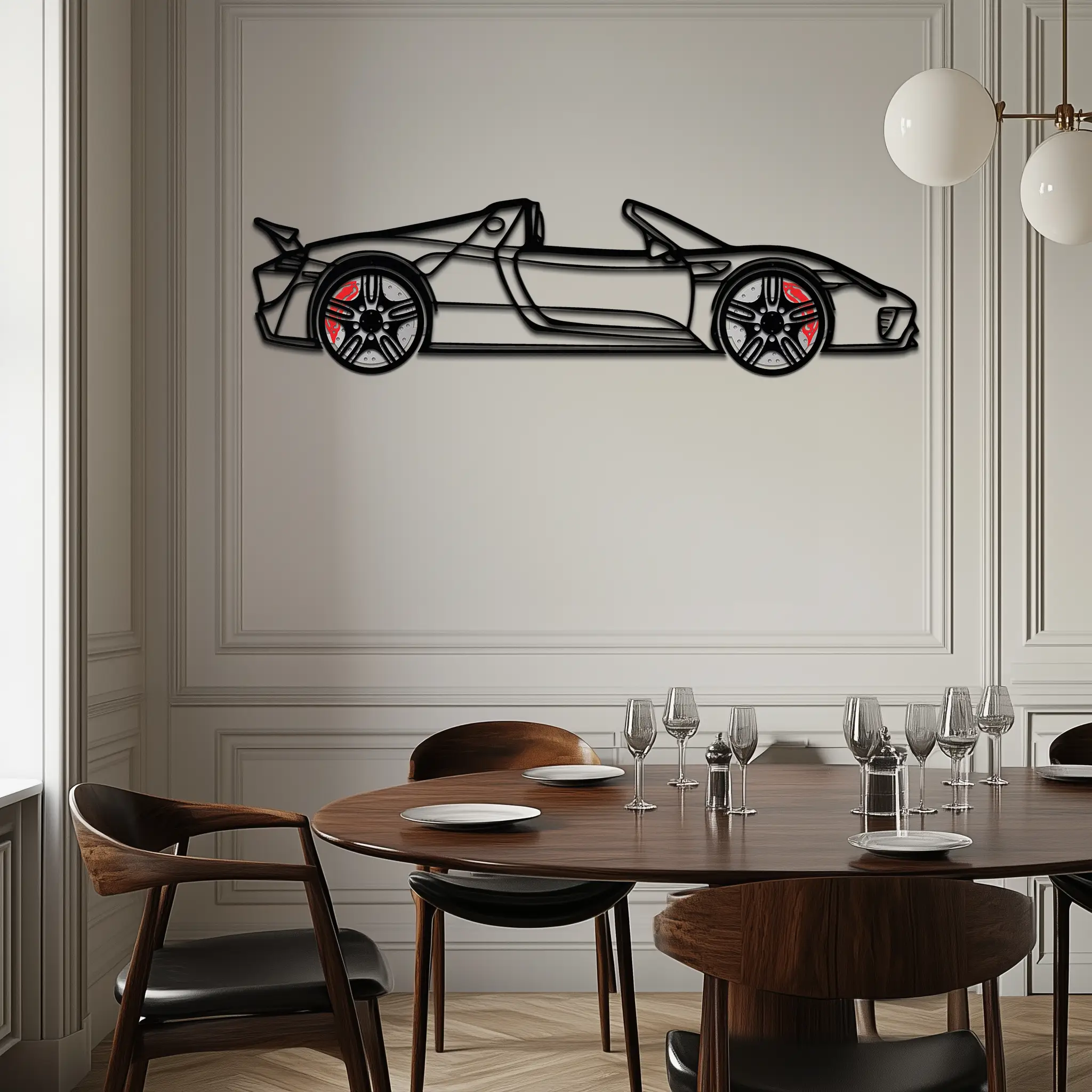 Porsche 918 Spyder Silhouette Metal Wall Art – Hybrid Hypercar Decor with Rotating Wheels ⚡🏁,KAFMEKA061 by Enova Art