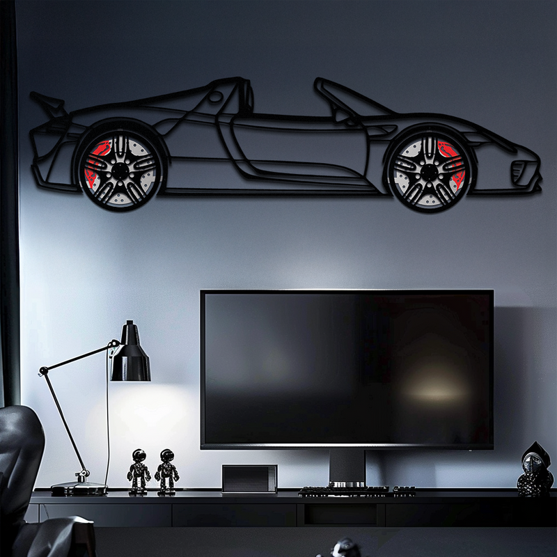 Porsche 918 Spyder Silhouette Metal Wall Art – Hybrid Hypercar Decor with Rotating Wheels ⚡🏁,KAFMEKA061 by Enova Art
