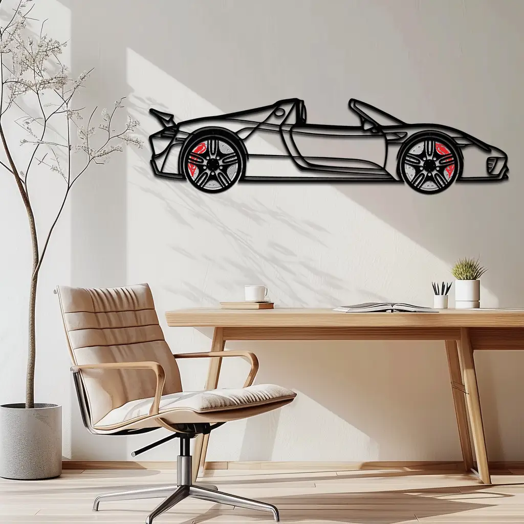 Porsche 918 Spyder Silhouette Metal Wall Art – Hybrid Hypercar Decor with Rotating Wheels ⚡🏁,KAFMEKA061 by Enova Art