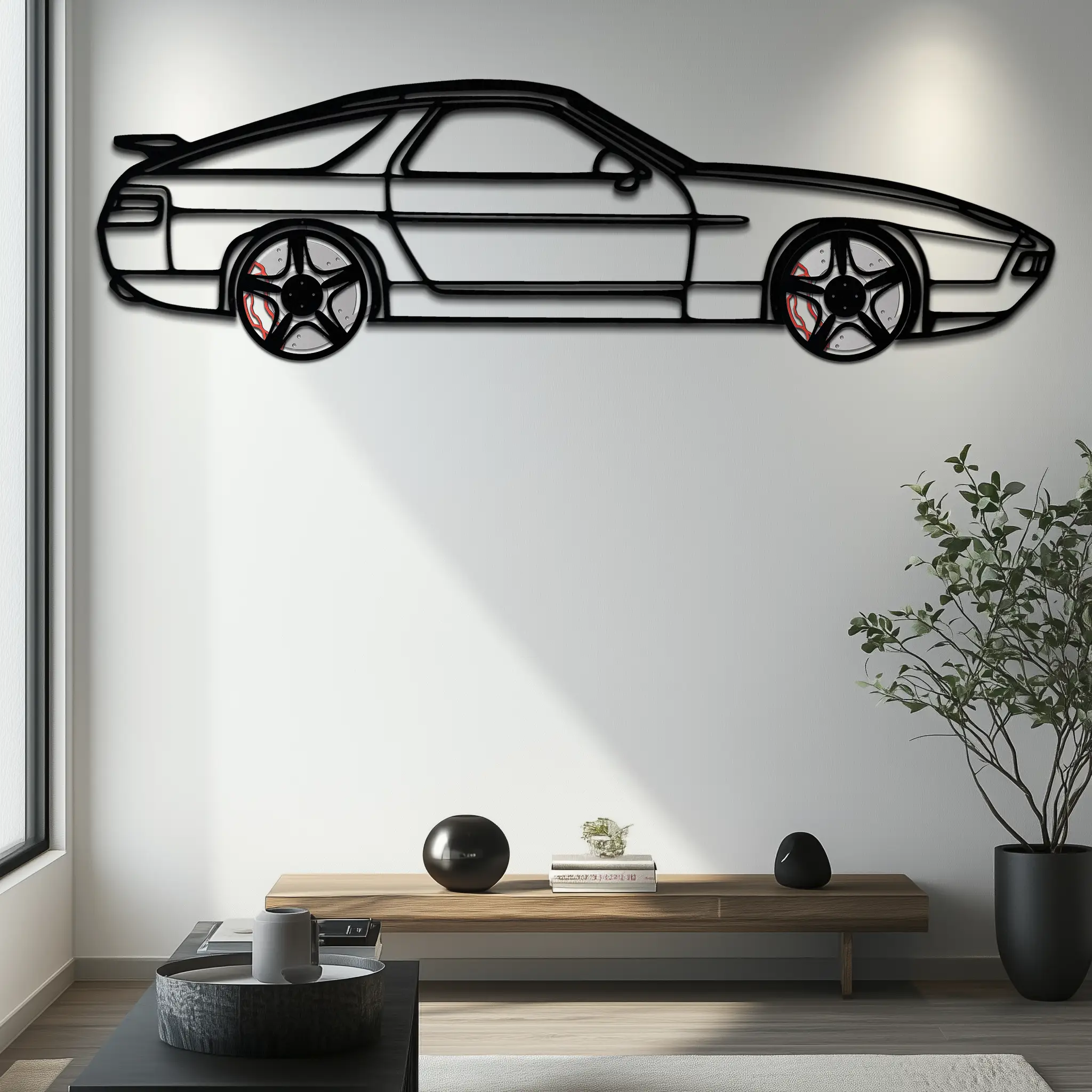 Porsche 928 GTS Silhouette Metal Wall Art – Classic Grand Tourer Decor with Rotating Wheels-KAFMEKA062 by Enova Art