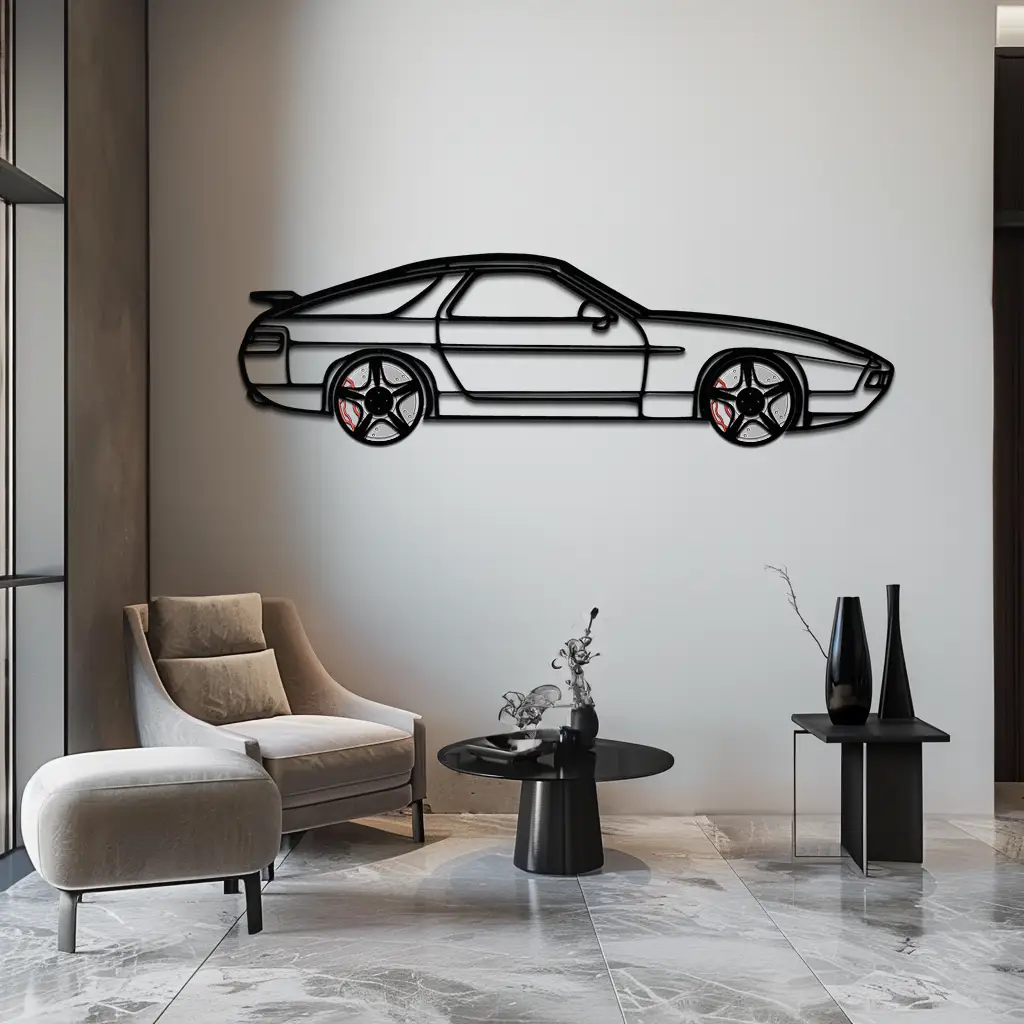 Porsche 928 GTS Silhouette Metal Wall Art – Classic Grand Tourer Decor with Rotating Wheels-KAFMEKA062 by Enova Art