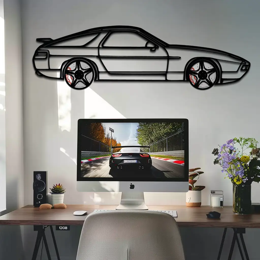 Porsche 928 GTS Silhouette Metal Wall Art – Classic Grand Tourer Decor with Rotating Wheels-KAFMEKA062 by Enova Art