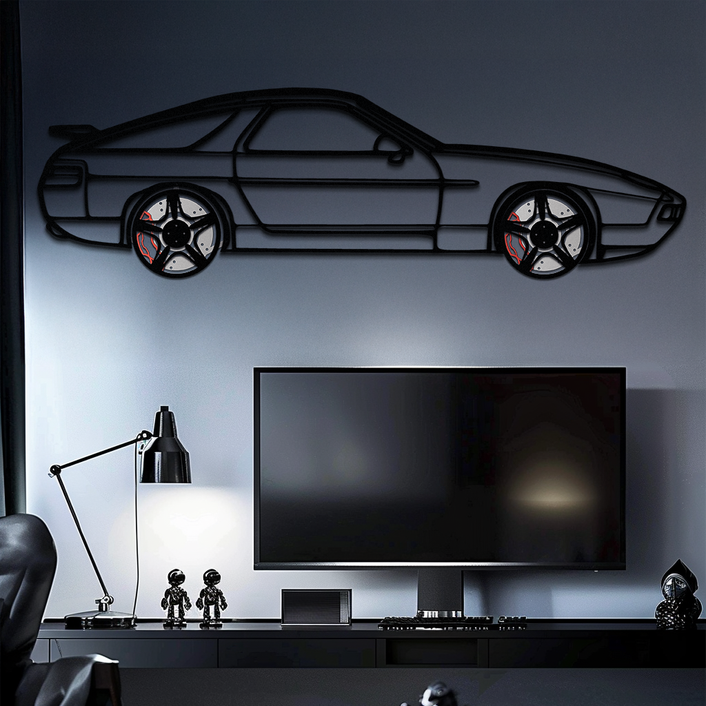 Porsche 928 GTS Silhouette Metal Wall Art – Classic Grand Tourer Decor with Rotating Wheels-KAFMEKA062 by Enova Art