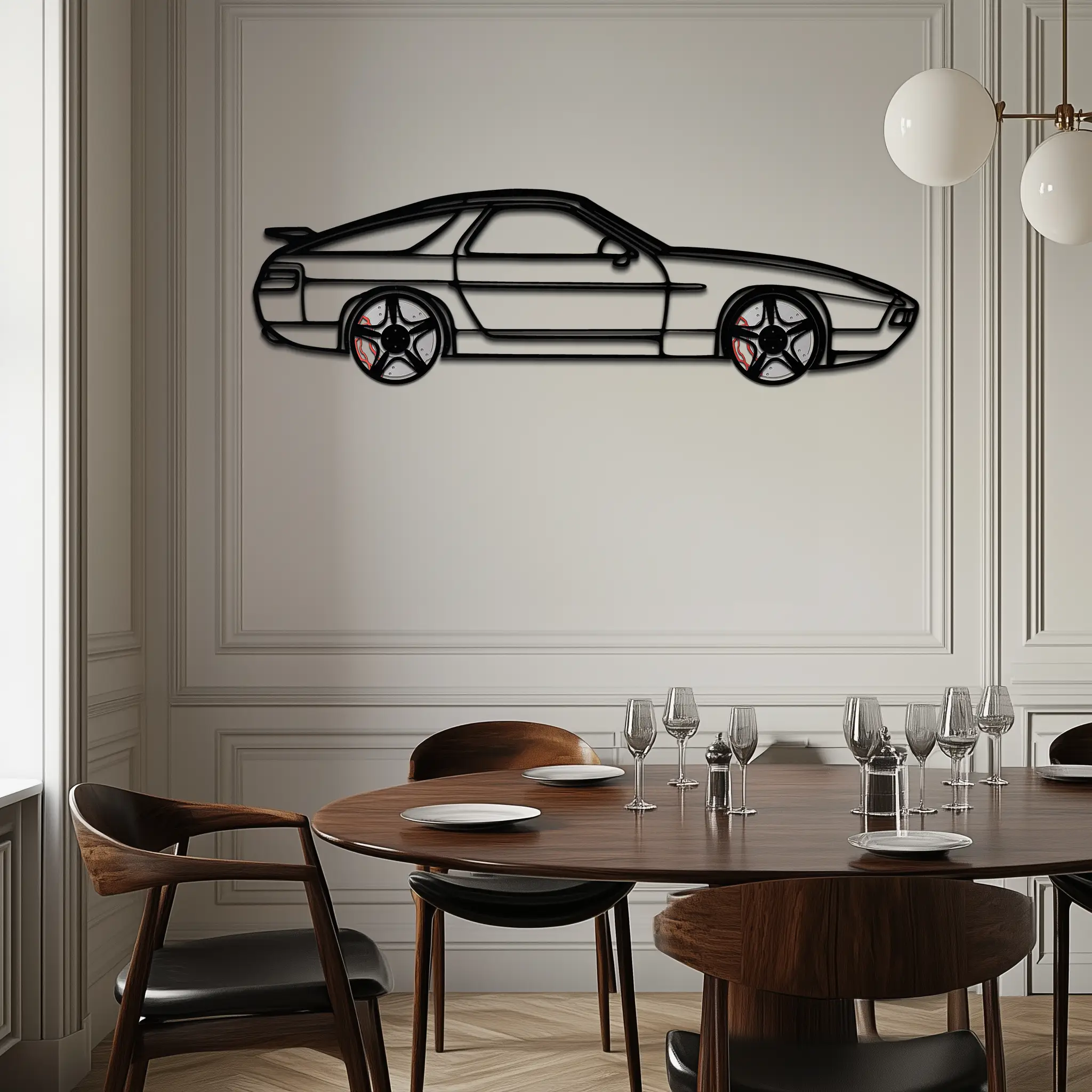 Porsche 928 GTS Silhouette Metal Wall Art – Classic Grand Tourer Decor with Rotating Wheels-KAFMEKA062 by Enova Art