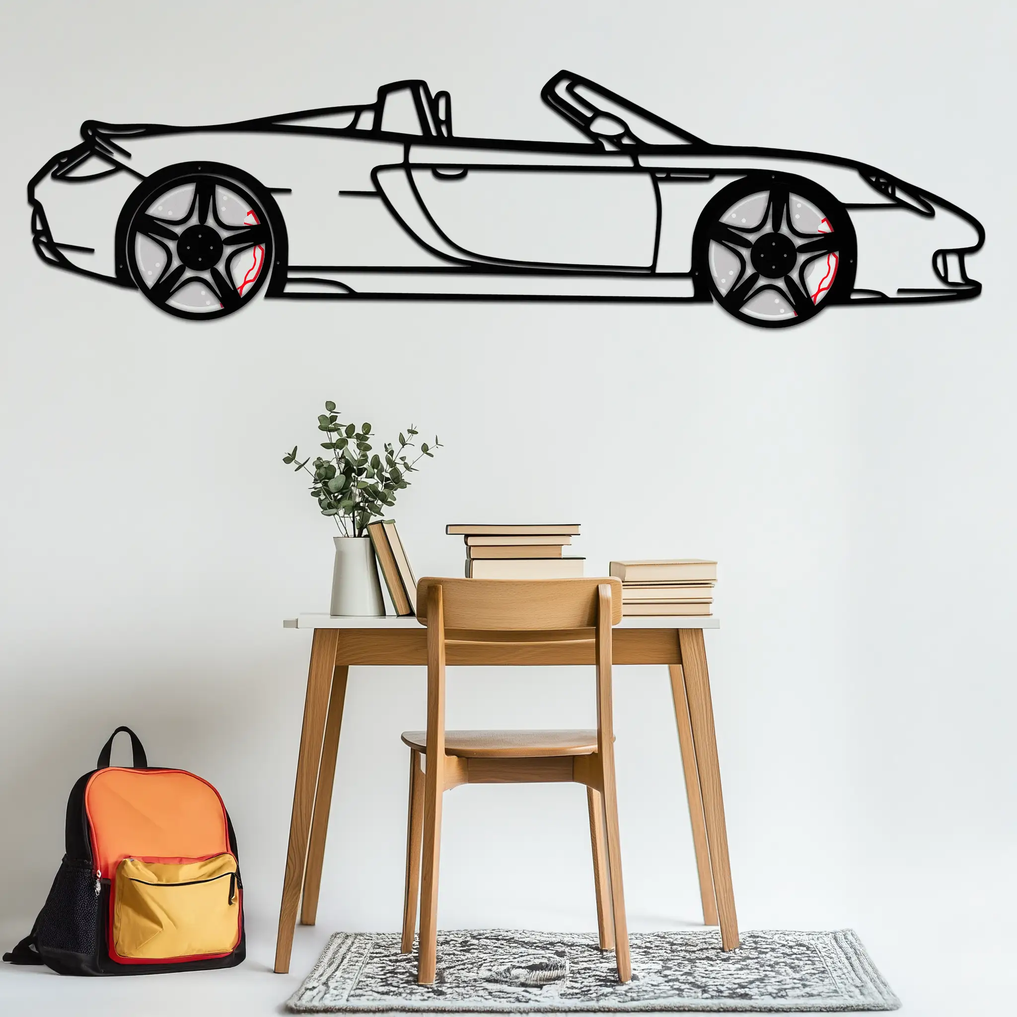 Porsche Carrera GT Silhouette Metal Wall Art – Supercar Icon Decor with Rotating Wheels-KAFMEKA063 by Enova Art