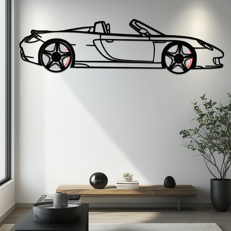 Porsche Carrera GT Silhouette Metal Wall Art – Supercar Icon Decor with Rotating Wheels-KAFMEKA063 by Enova Art