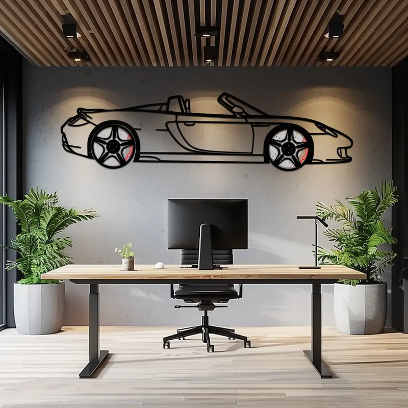 Porsche Carrera GT Silhouette Metal Wall Art – Supercar Icon Decor with Rotating Wheels-KAFMEKA063 by Enova Art