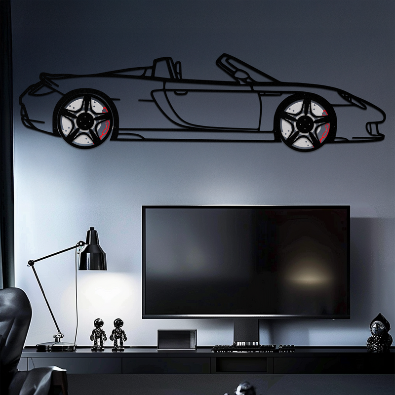 Porsche Carrera GT Silhouette Metal Wall Art – Supercar Icon Decor with Rotating Wheels-KAFMEKA063 by Enova Art