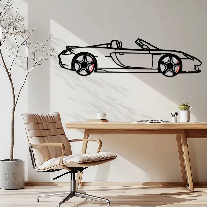 Porsche Carrera GT Silhouette Metal Wall Art – Supercar Icon Decor with Rotating Wheels-KAFMEKA063 by Enova Art