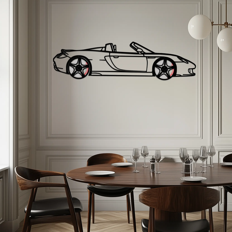 Porsche Carrera GT Silhouette Metal Wall Art – Supercar Icon Decor with Rotating Wheels-KAFMEKA063 by Enova Art