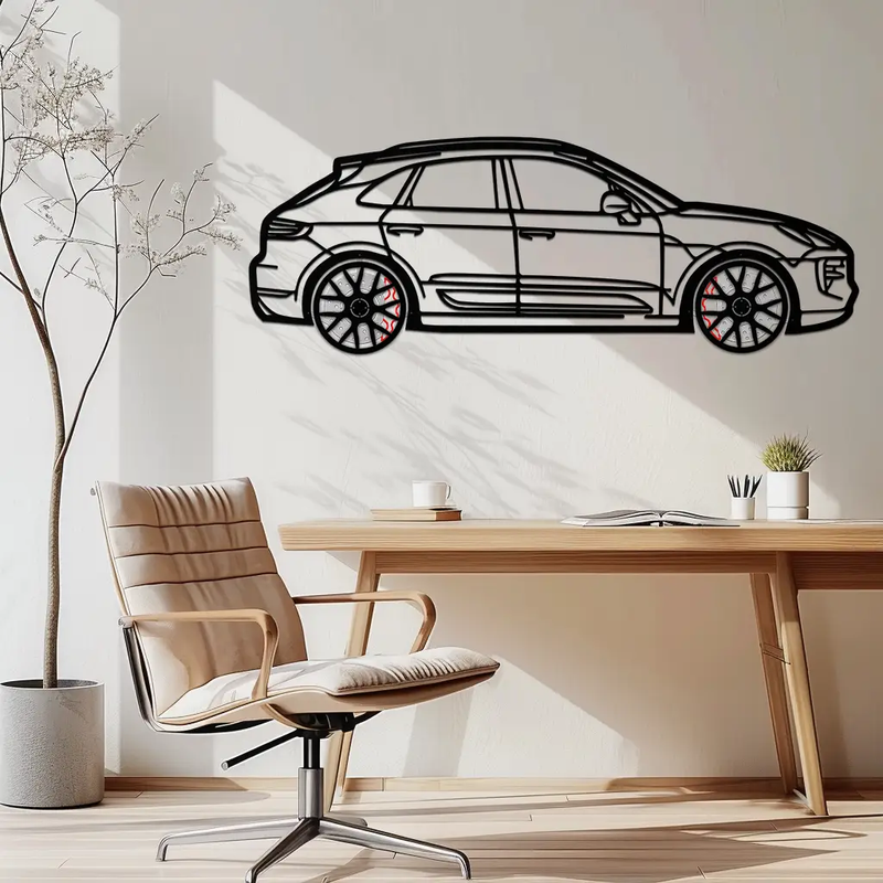 Porsche Macan GTS 95B Metal Wall Art – Luxury Performance SUV Silhouette with Rotating Wheels-KAFMEKA065 by Enova Art