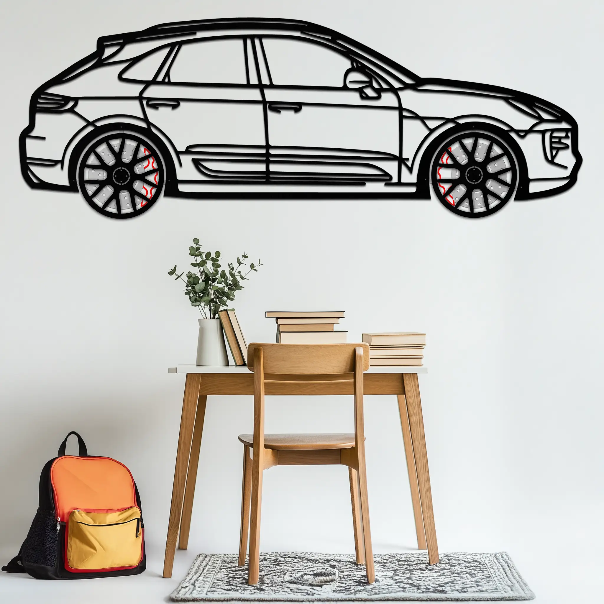 Porsche Macan GTS 95B Metal Wall Art – Luxury Performance SUV Silhouette with Rotating Wheels-KAFMEKA065 by Enova Art