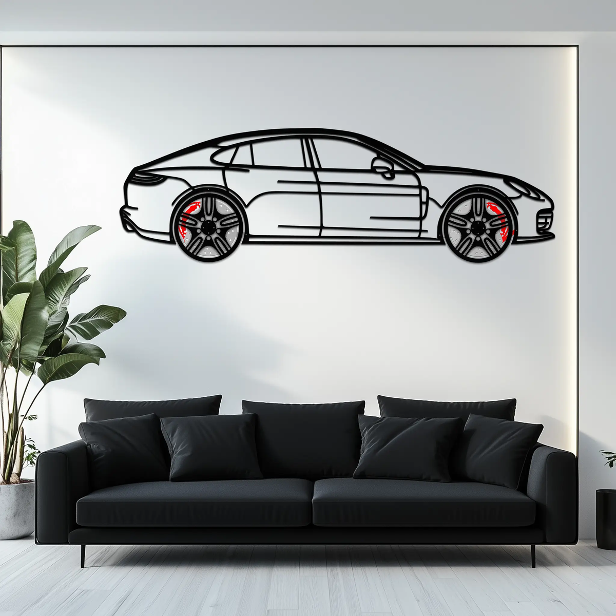 Porsche Taycan Turbo Cross Metal Wall Art – Electric Performance Silhouette with Rotating Wheels-KAFMEKA067 by Enova Art