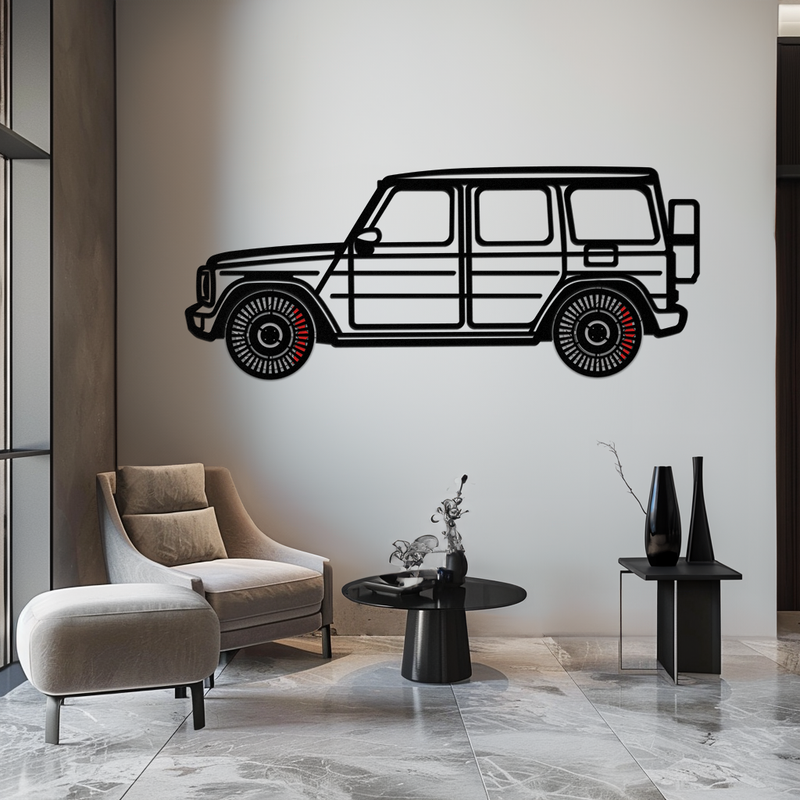 Mercedes G-Class Metal Wall Art – Luxury SUV Silhouette with Rotating Wheels 🚙✨KAFMEKA069 by Enova Art