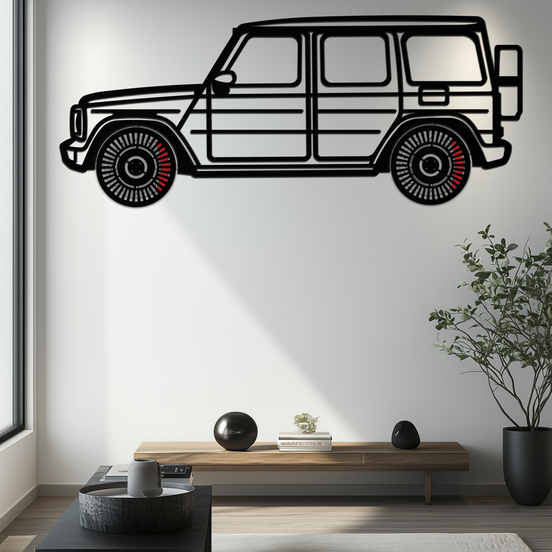 Mercedes G-Class Metal Wall Art – Luxury SUV Silhouette with Rotating Wheels 🚙✨KAFMEKA069 by Enova Art