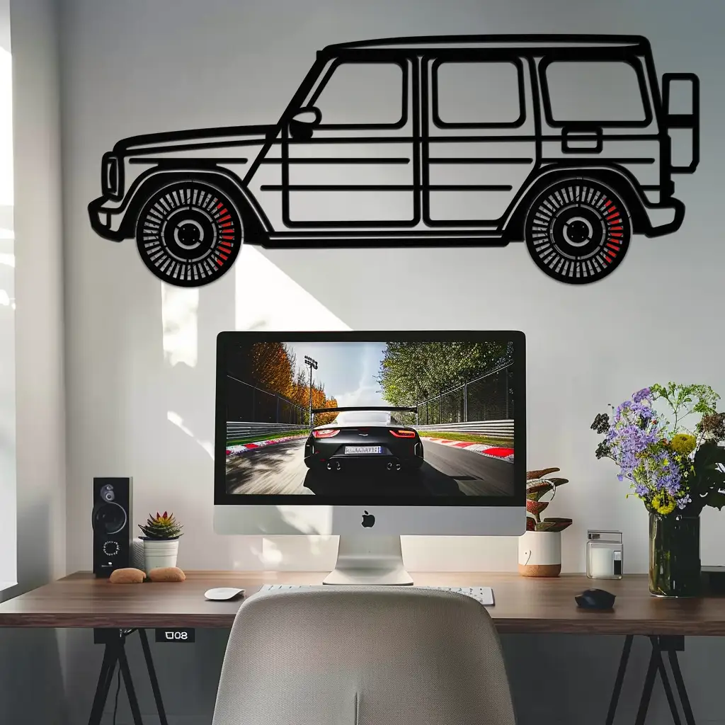 Mercedes G-Class Metal Wall Art – Luxury SUV Silhouette with Rotating Wheels 🚙✨KAFMEKA069 by Enova Art