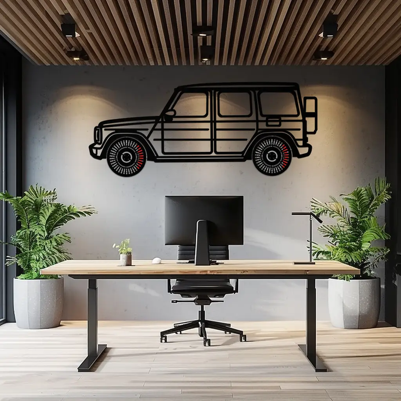 Mercedes G-Class Metal Wall Art – Luxury SUV Silhouette with Rotating Wheels 🚙✨KAFMEKA069 by Enova Art