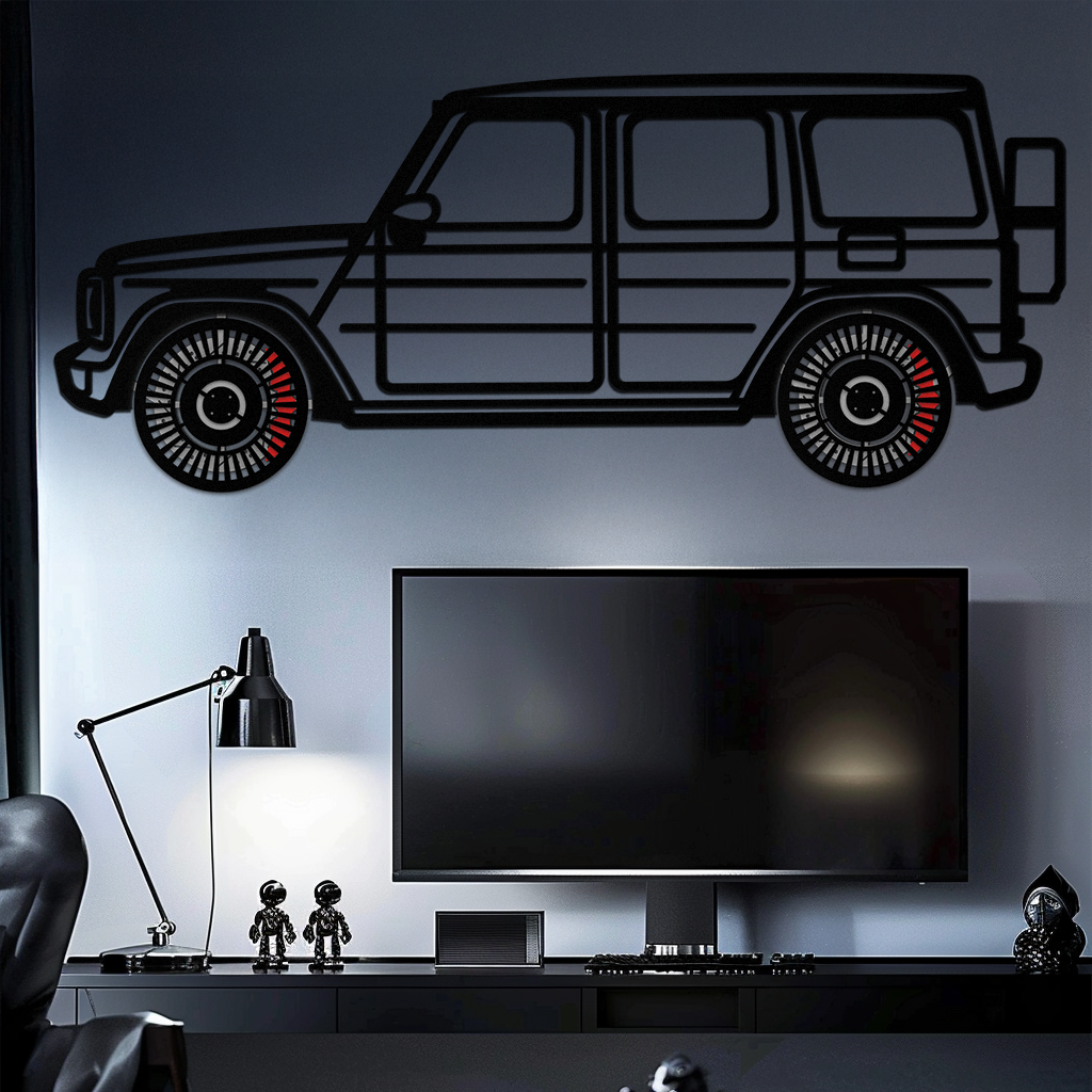 Mercedes G-Class Metal Wall Art – Luxury SUV Silhouette with Rotating Wheels 🚙✨KAFMEKA069 by Enova Art