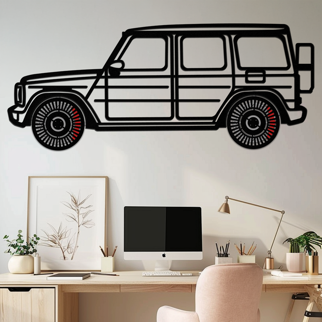 Mercedes G-Class Metal Wall Art – Luxury SUV Silhouette with Rotating Wheels 🚙✨KAFMEKA069 by Enova Art