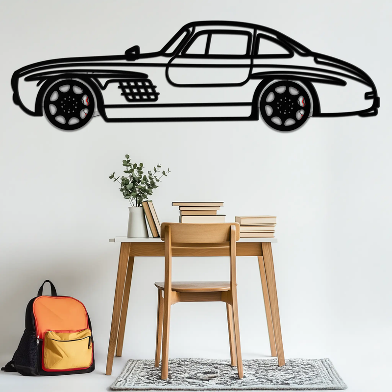 Mercedes 300 SL Metal Wall Art – Classic Gullwing Silhouette with Rotating Wheels ✨🏁KAFMEKA070 by Enova Art