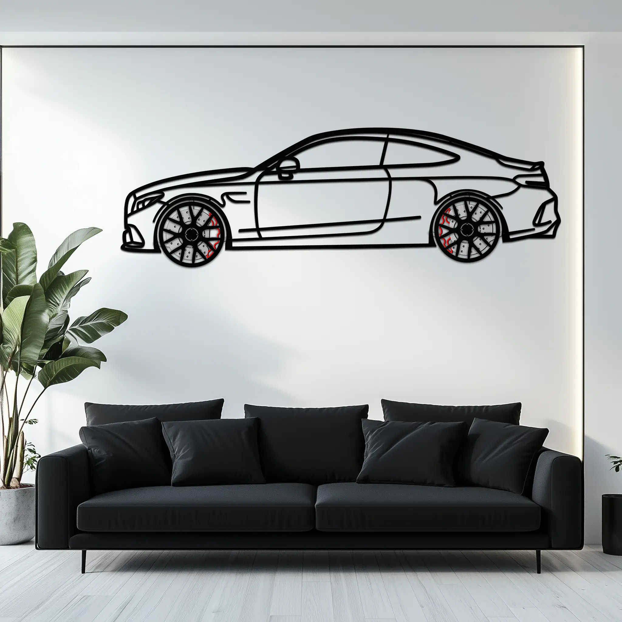 Mercedes C63 AMG Metal Wall Art – Performance Coupe Silhouette with Rotating Wheels 🔥🏁KAFMEKA071 by Enova Art