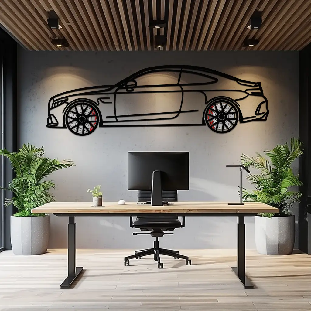 Mercedes C63 AMG Metal Wall Art – Performance Coupe Silhouette with Rotating Wheels 🔥🏁KAFMEKA071 by Enova Art