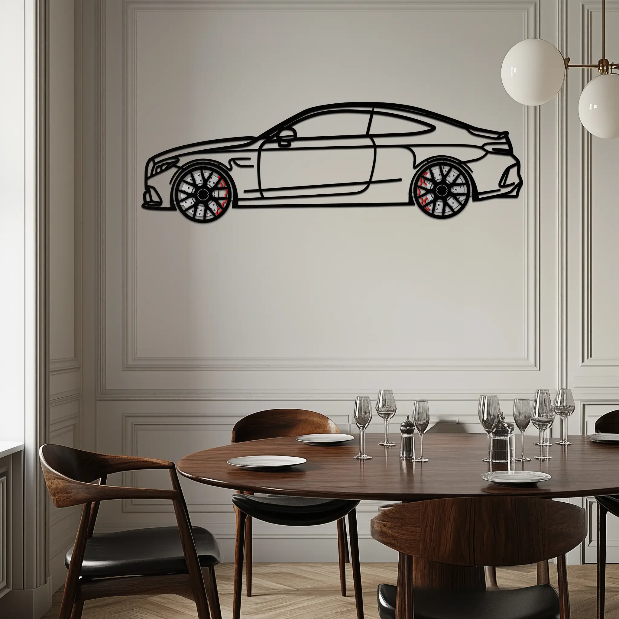 Mercedes C63 AMG Metal Wall Art – Performance Coupe Silhouette with Rotating Wheels 🔥🏁KAFMEKA071 by Enova Art
