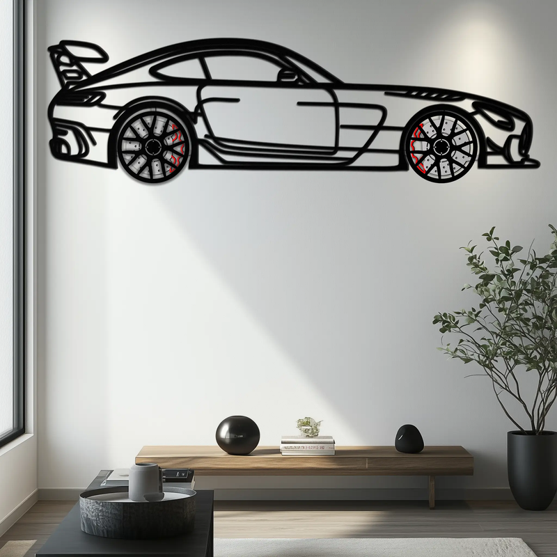 Mercedes AMG GT Metal Wall Art – Rotating Wheels • Luxury Car Silhouette Decor for Garage & HomeKAFMEKA072 by Enova Art