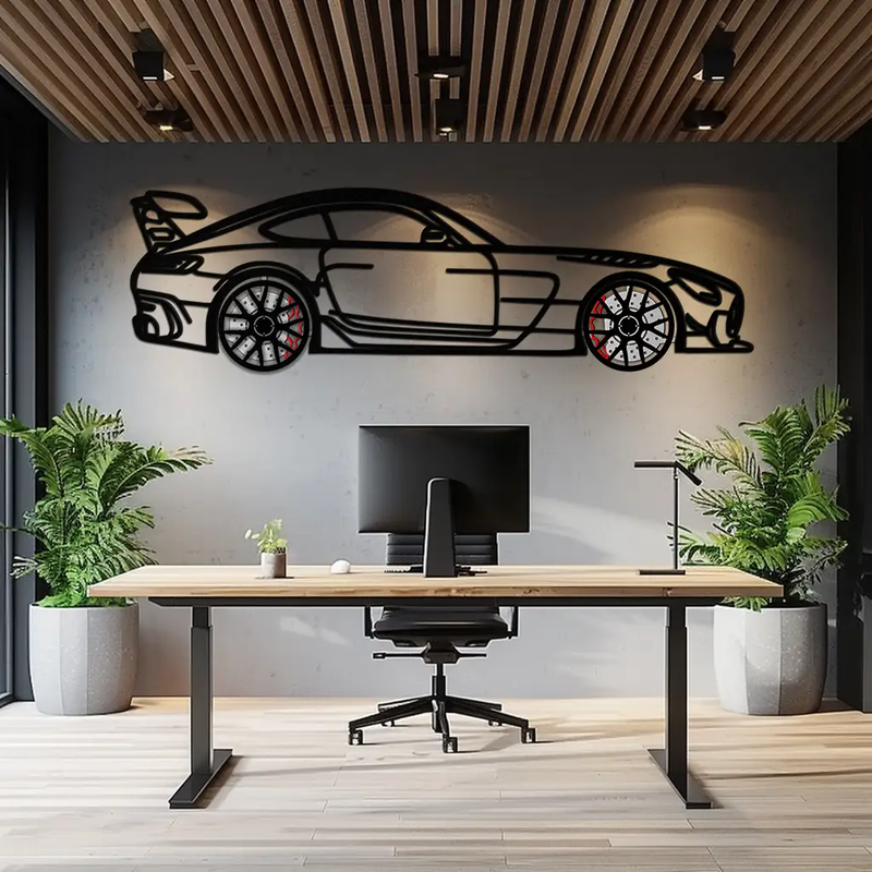 Mercedes AMG GT Metal Wall Art – Rotating Wheels • Luxury Car Silhouette Decor for Garage & HomeKAFMEKA072 by Enova Art