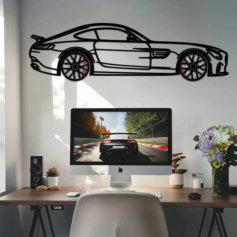 Mercedes AMG GTS Metal Wall Art – Rotating Wheel Luxury Car Decor – Perfect Gift for Car Enthusiasts - KAFMEKA073 by Enova Art