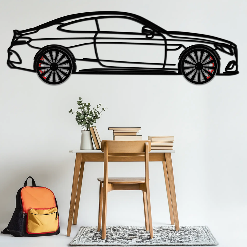 Mercedes C300 Coupe Metal Wall Art – Rotating Wheels Edition – Luxury Car Silhouette Decor for Home, Office & Garage - KAFMEKA074 by Enova Art