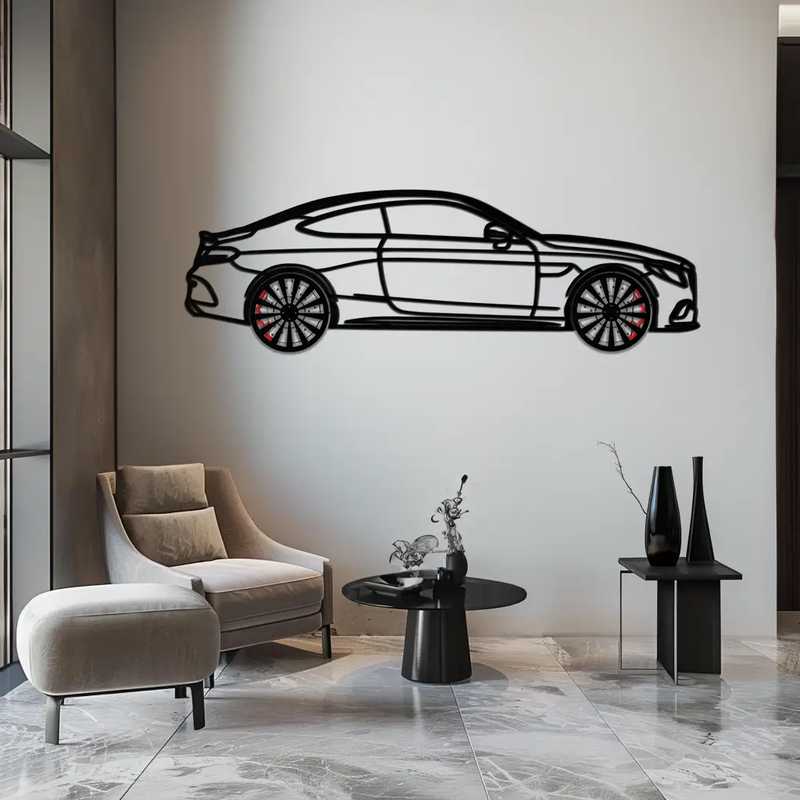 Mercedes C300 Coupe Metal Wall Art – Rotating Wheels Edition – Luxury Car Silhouette Decor for Home, Office & Garage - KAFMEKA074 by Enova Art