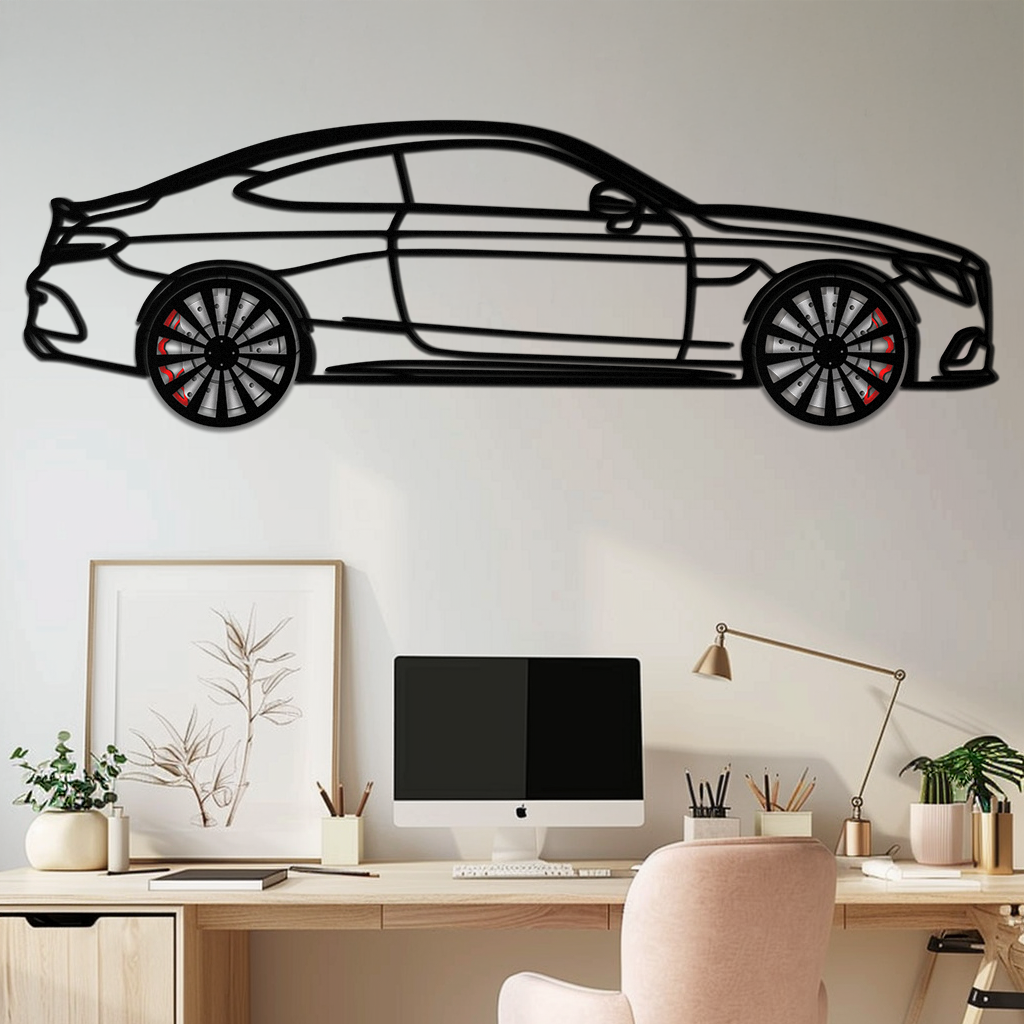 Mercedes C300 Coupe Metal Wall Art – Rotating Wheels Edition – Luxury Car Silhouette Decor for Home, Office & Garage - KAFMEKA074 by Enova Art