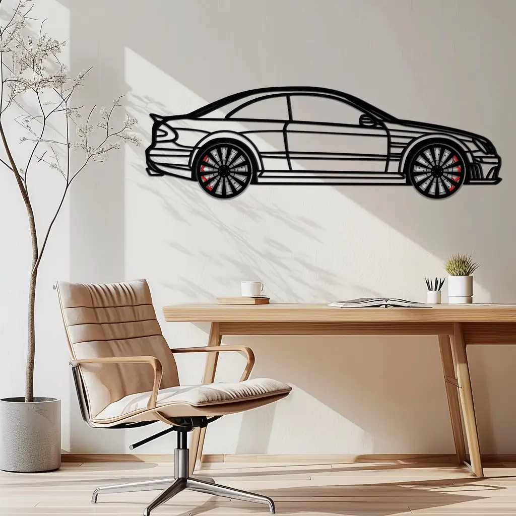 Mercedes CLK63 Metal Wall Art – Spinning Wheel Garage Decor for Car Enthusiasts - KAFMEKA076 by Enova Art