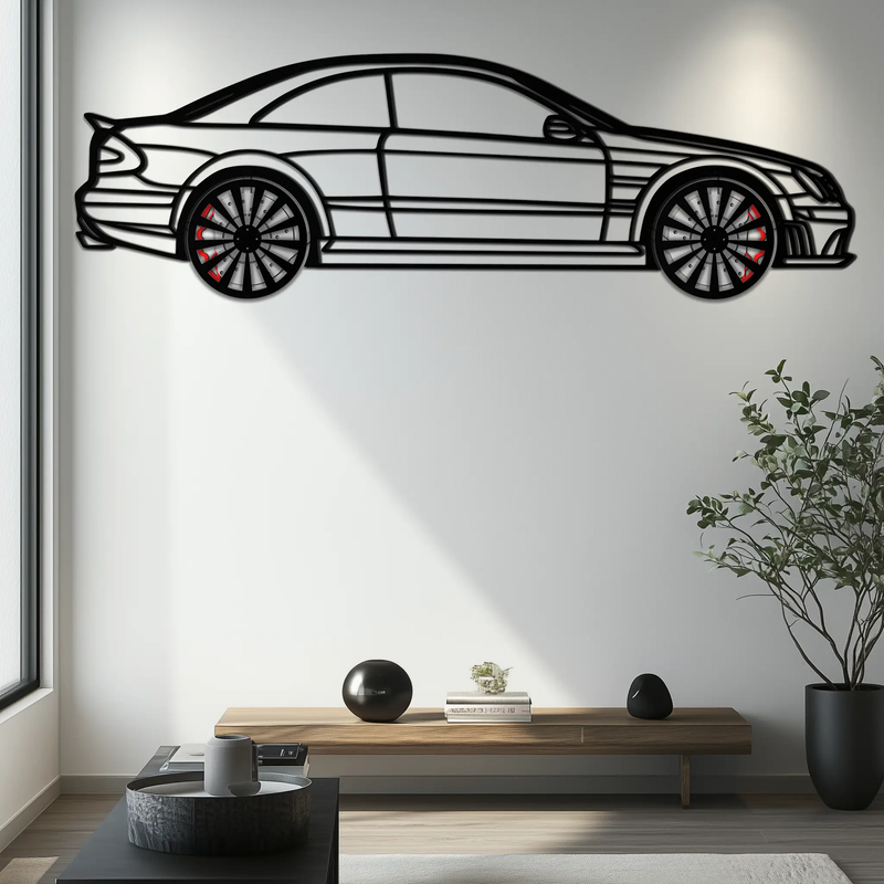 Mercedes CLK63 Metal Wall Art – Spinning Wheel Garage Decor for Car Enthusiasts - KAFMEKA076 by Enova Art