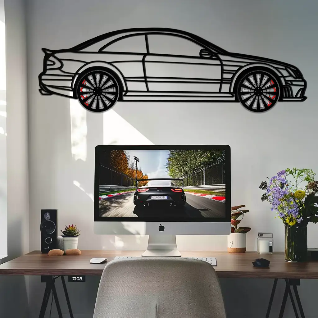 Mercedes CLK63 Metal Wall Art – Spinning Wheel Garage Decor for Car Enthusiasts - KAFMEKA076 by Enova Art